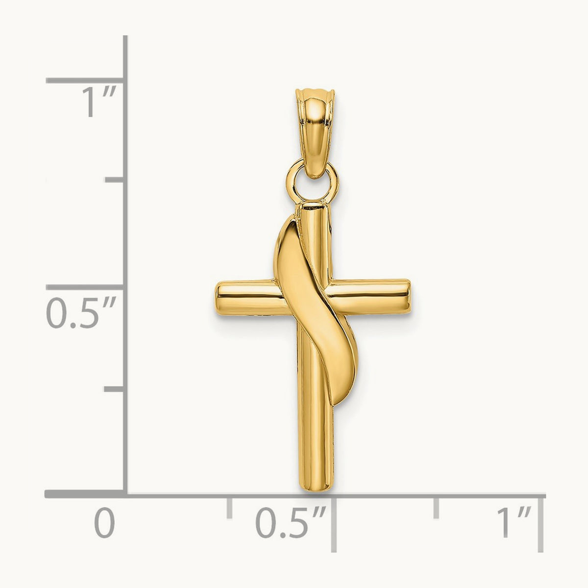 Polished W/ Banner Cross Charm, 14K