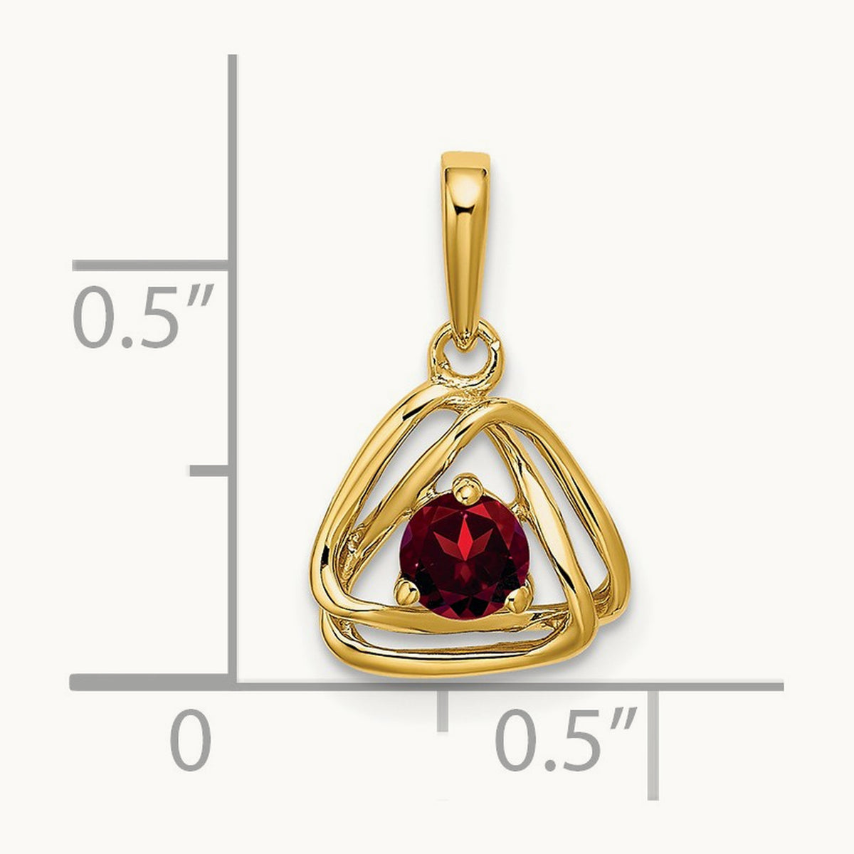 Garnet Triangle Pendant — 14K Yellow Gold