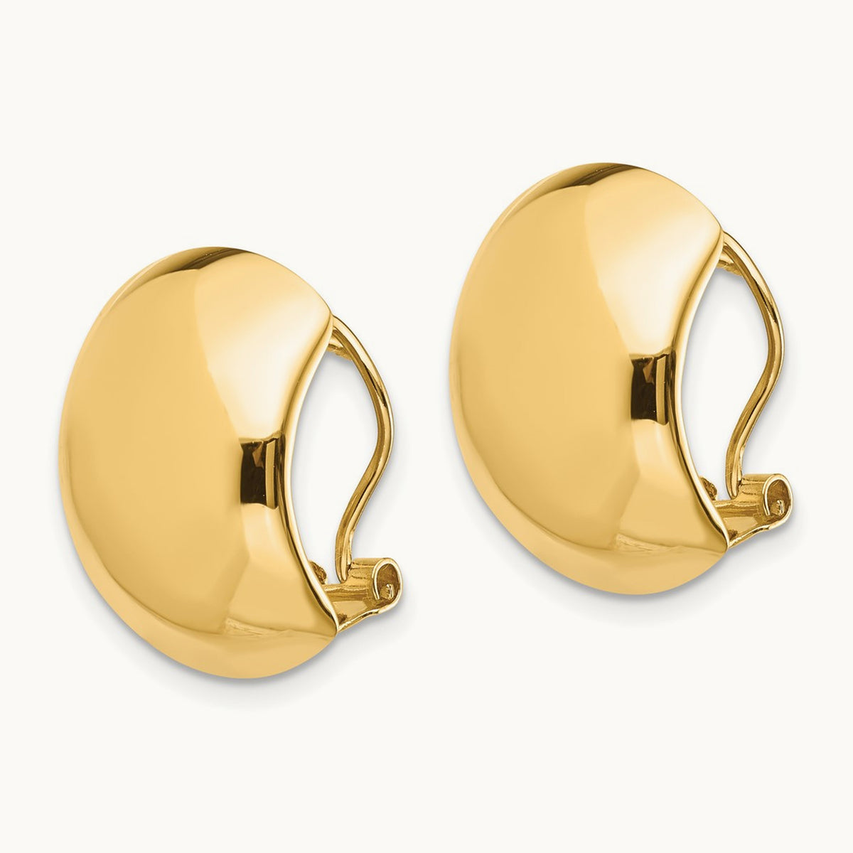 Polished Omega Back Earrings, 14K