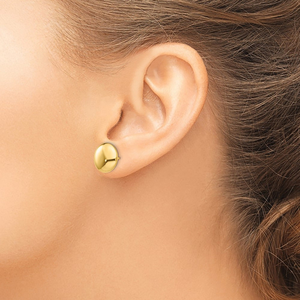 Polished Button Post Earrings — 14K Yellow Gold, 12mm