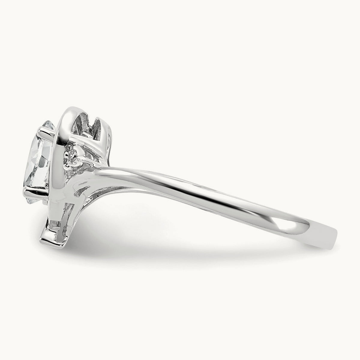 Topaz and Diamond Heart Ring — 14K White Gold, 7
