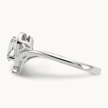 Topaz and Diamond Heart Ring — 14K White Gold, 7