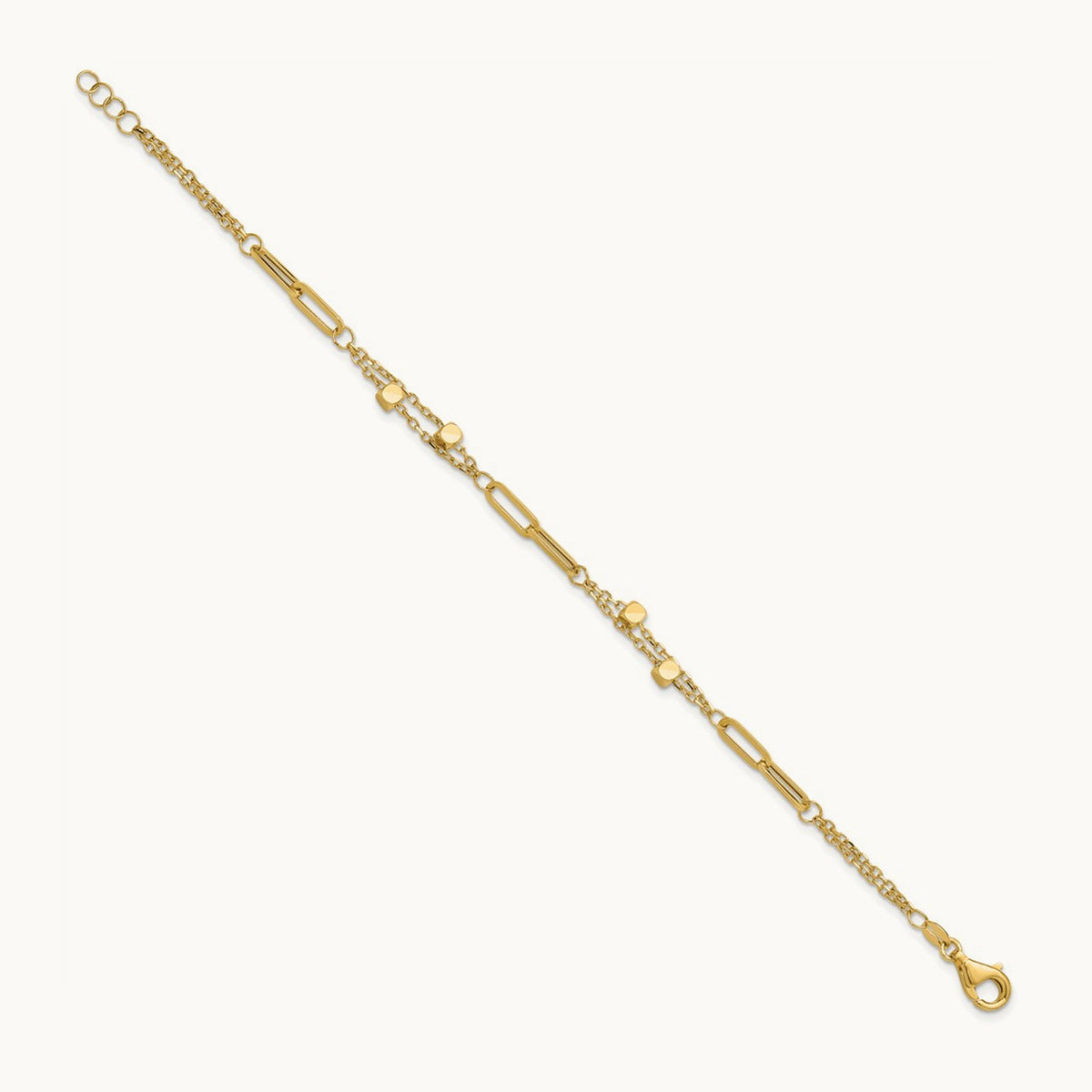 Polished Fancy Link with .5in ext. Bracelet, 14K