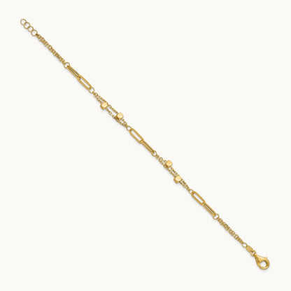 Polished Fancy Link with .5in ext. Bracelet, 14K