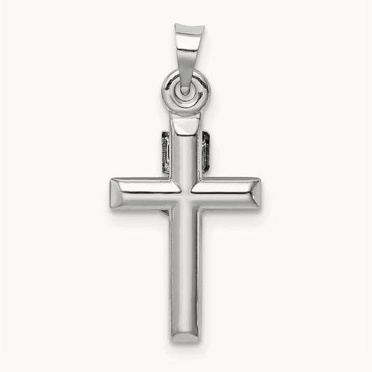 Hollow Crucifix Pendant — 14K White Gold