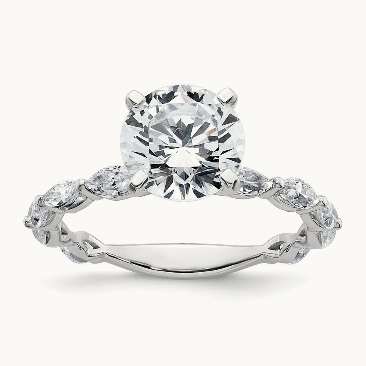 Round Semi-Mount Engagement Ring — 14K White Gold, 7