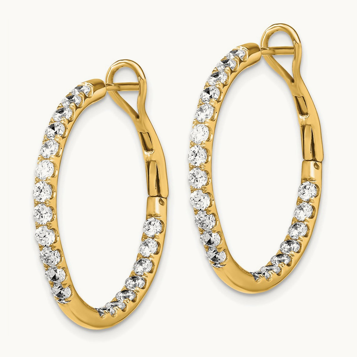In/Out Hoop Earrings, 2.00 ct tw Lab-Grown Diamond — 14K Yellow Gold