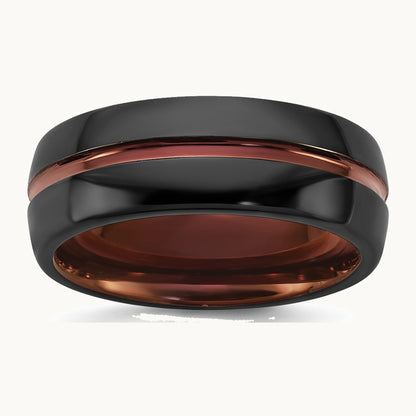 Ceramic Black Polished with Red IP-plated Center and Inside 8mm Band