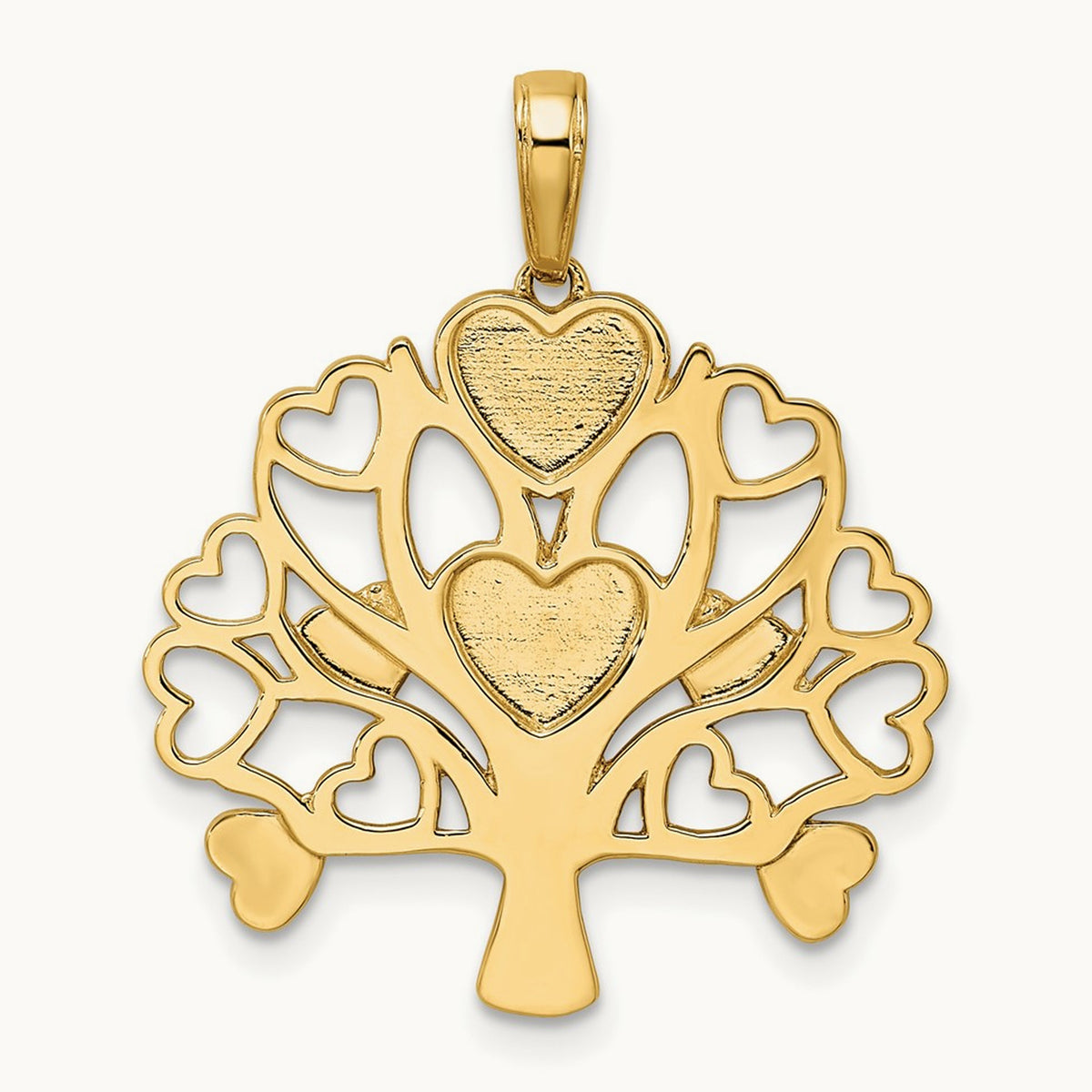 Diamond-cut Heart Tree of Life Pendant, 14K with White Rhodium
