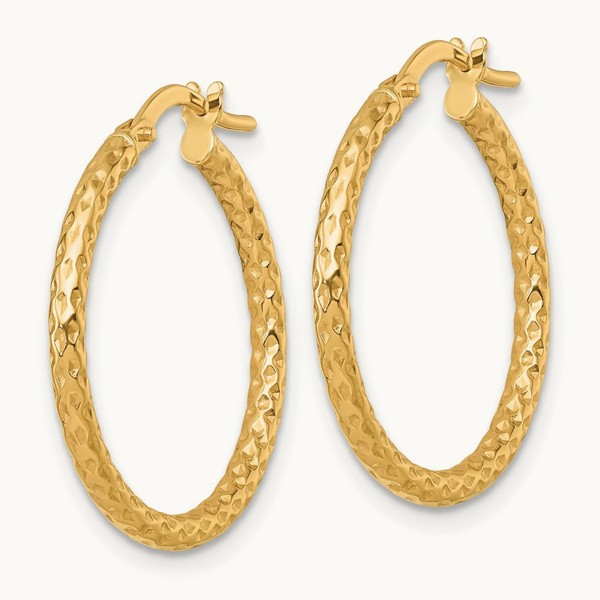 Polished Diamond-cut Hoop Earrings — 14K Yellow Gold, 23mm