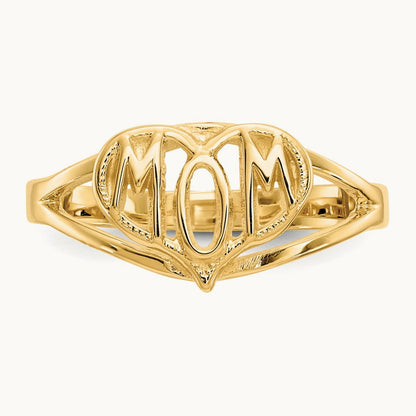 Polished Mom Heart Ring, 14K