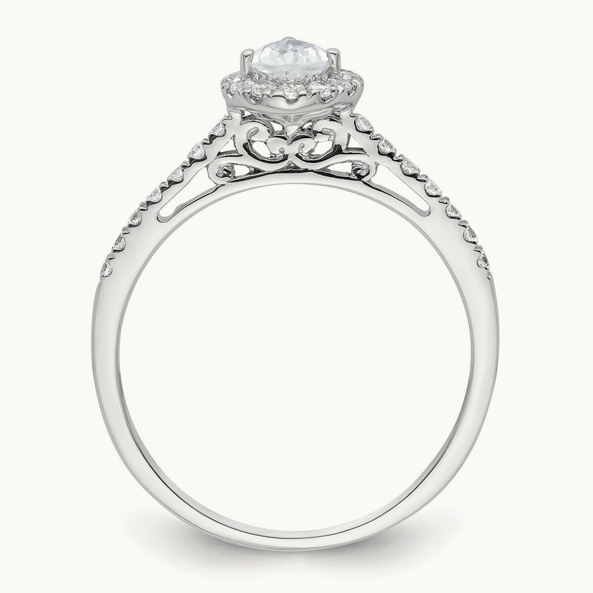 Pear Halo Semi-Mount Engagement Ring — 14K White Gold, 0.28 ct, 7