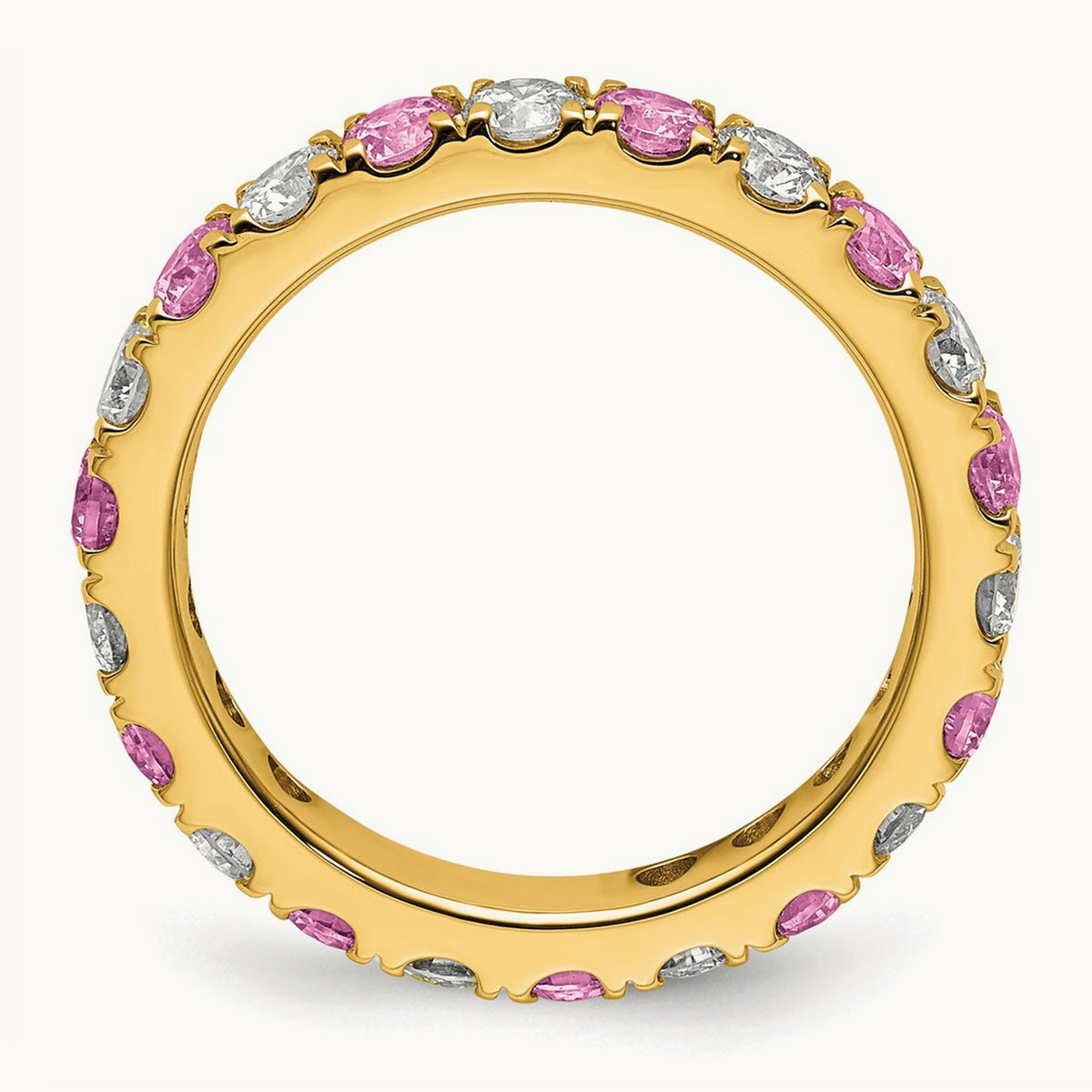 Created Pink Sapphire Eternity Band — 14K Yellow Gold, 3.25 mm