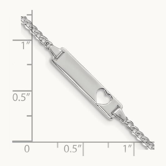 WG Cut-out Heart Curb Link ID Bracelet, 14K