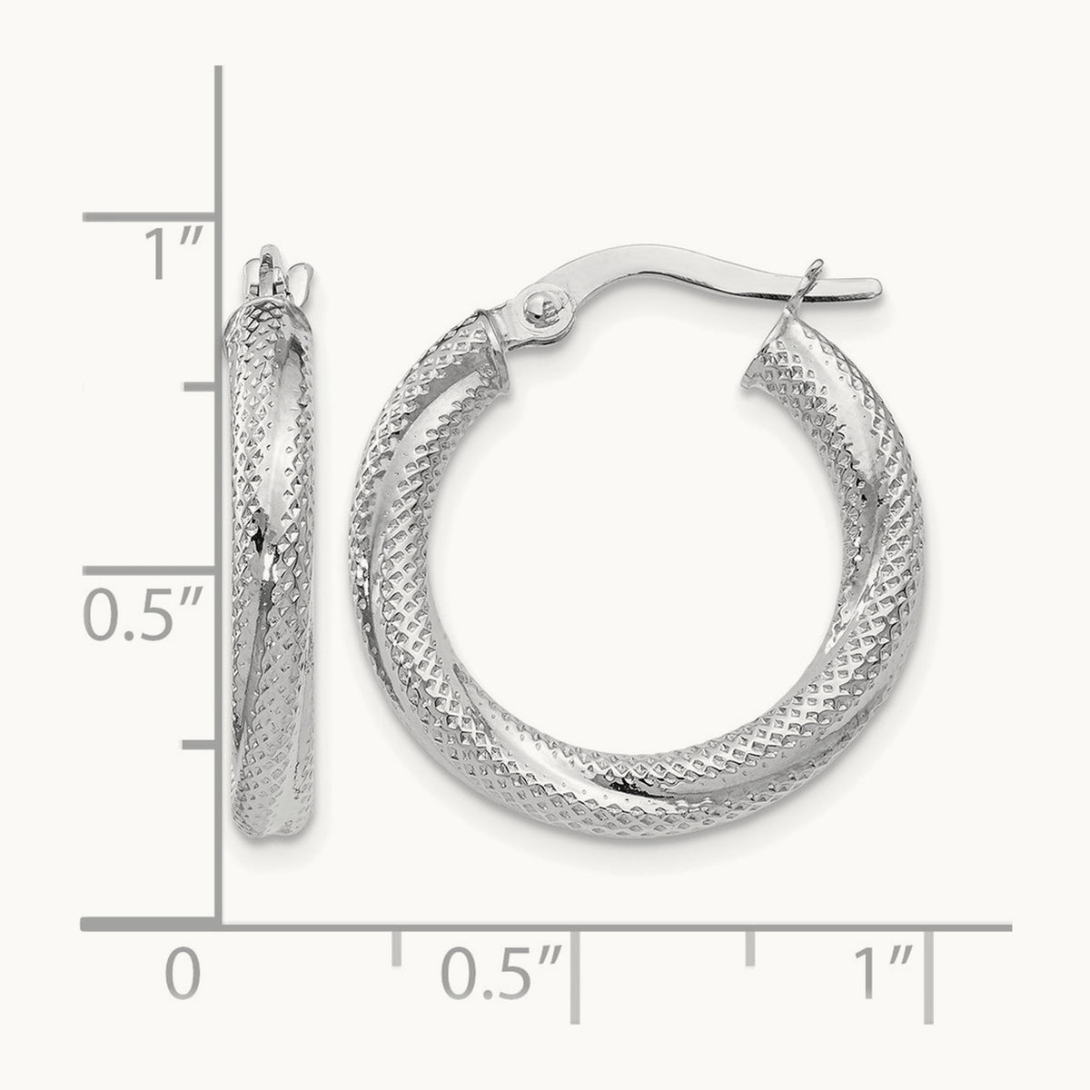 Textured Hinged Hoop Earrings — Leslie's — 10K White Gold