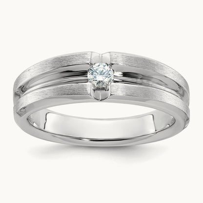 IBGoodman Men's Polished/Satin Diamond Complete Ring, 14K White Gold
