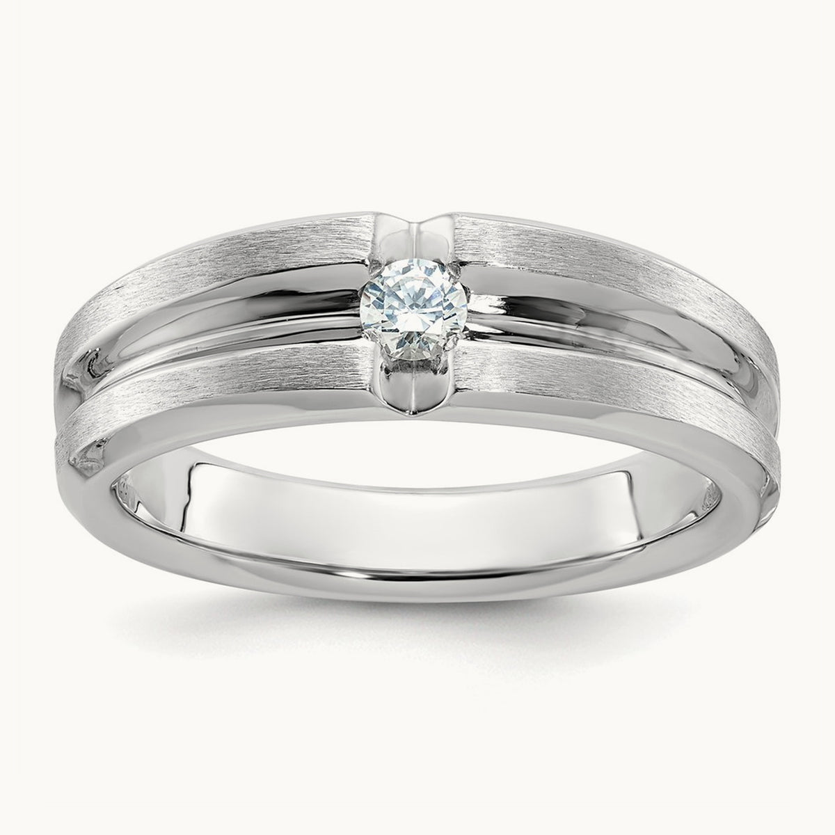 IBGoodman Men's Polished/Satin Diamond Complete Ring, 14K White Gold