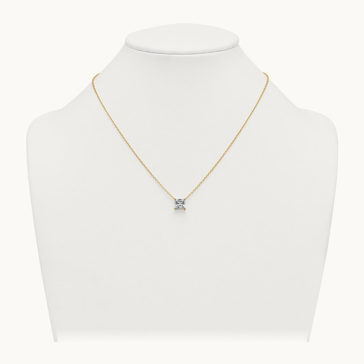 Princess Pendant Necklace, 0.25-4.00 ct tw Lab-Grown Diamond — 2 1/2 ct, 14K Yellow Gold