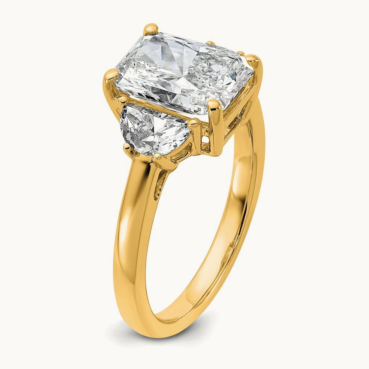 Radiant & 1/2 Moon Engagement Ring, 1.25-4.00 ct tw Lab-Grown Diamond — 3 1/8 ct, 14K Yellow Gold