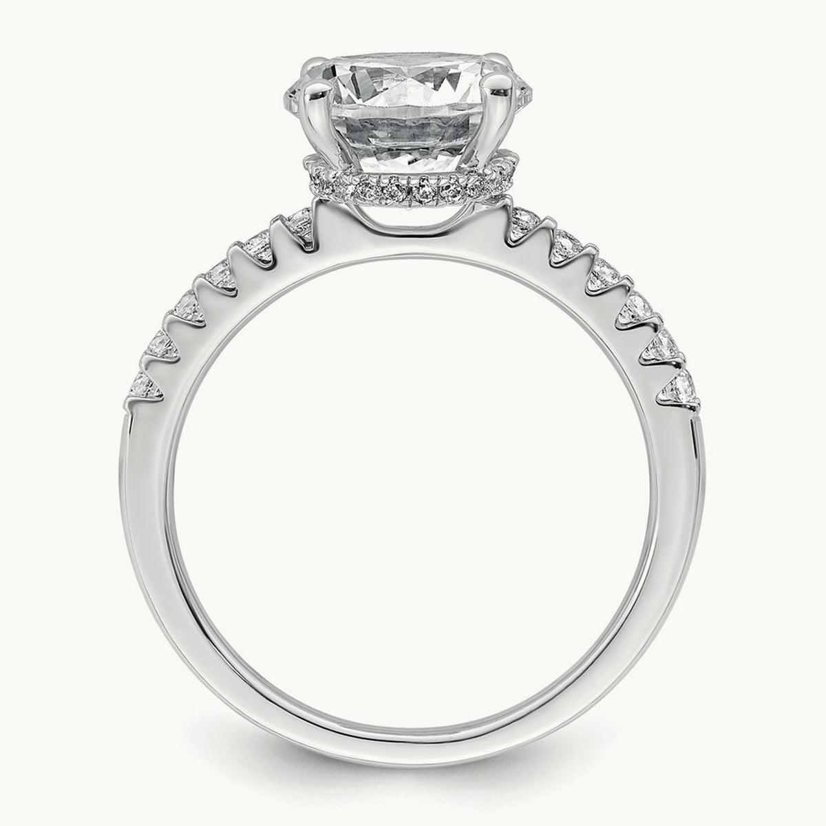Round Engagement Ring, 1.25-2.75 ct tw Lab-Grown Diamond — 2 3/4 ct, 14K White Gold