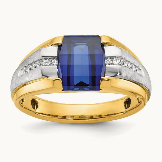 Men's Cr. Sapphire and Diamond Complete Ring — IBGoodman — photo set