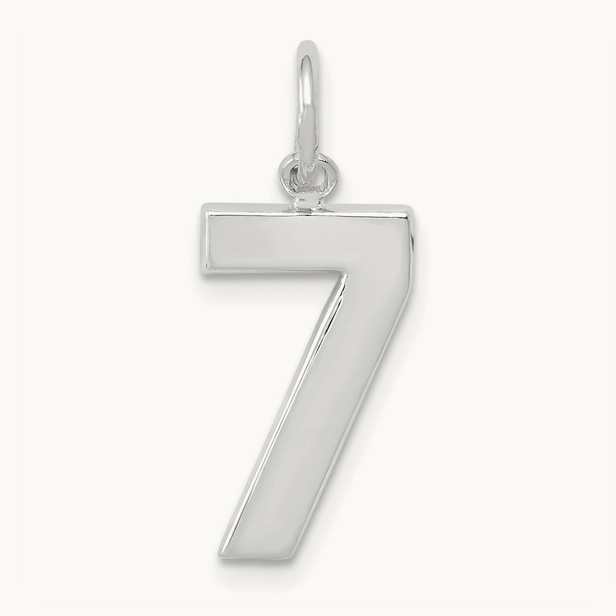 Medium Polished Number 7 Charm — 14K White Gold, 17.75mm