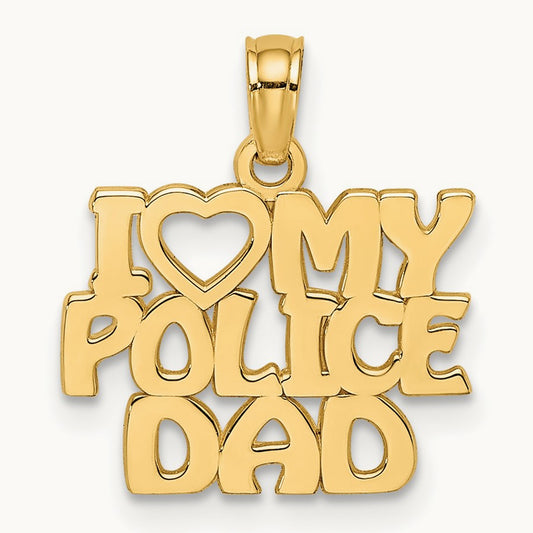 I HEART MY POLICE DAD Charm, 14K