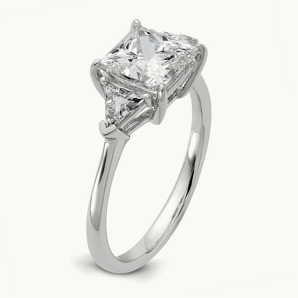 1/2ct Lab Grown Dia VS/SI+ G+ Trillion/2ct Princess Semi Eng Ring, 14K White Gold