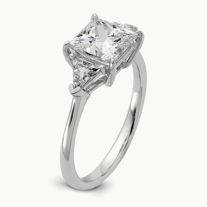 1/2ct Lab Grown Dia VS/SI+ G+ Trillion/2ct Princess Semi Eng Ring, 14K White Gold