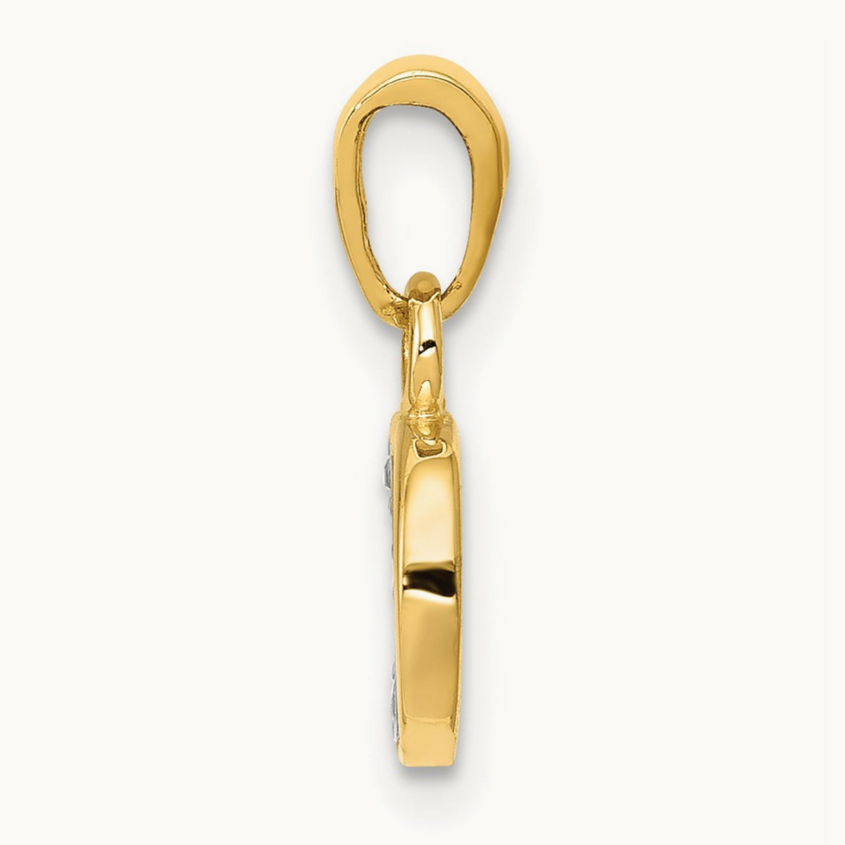 Diamond Letter D Initial Pendant, 14K Yellow Gold with Rhodium