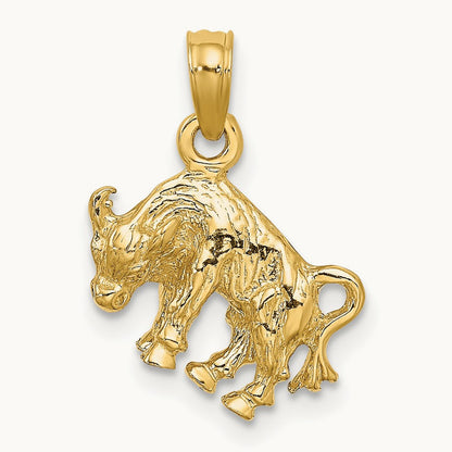 3-D Taurus Zodiac Charm, 14K