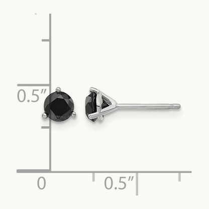 3/4ct Black Diamond Stud Earrings, 14K White Gold