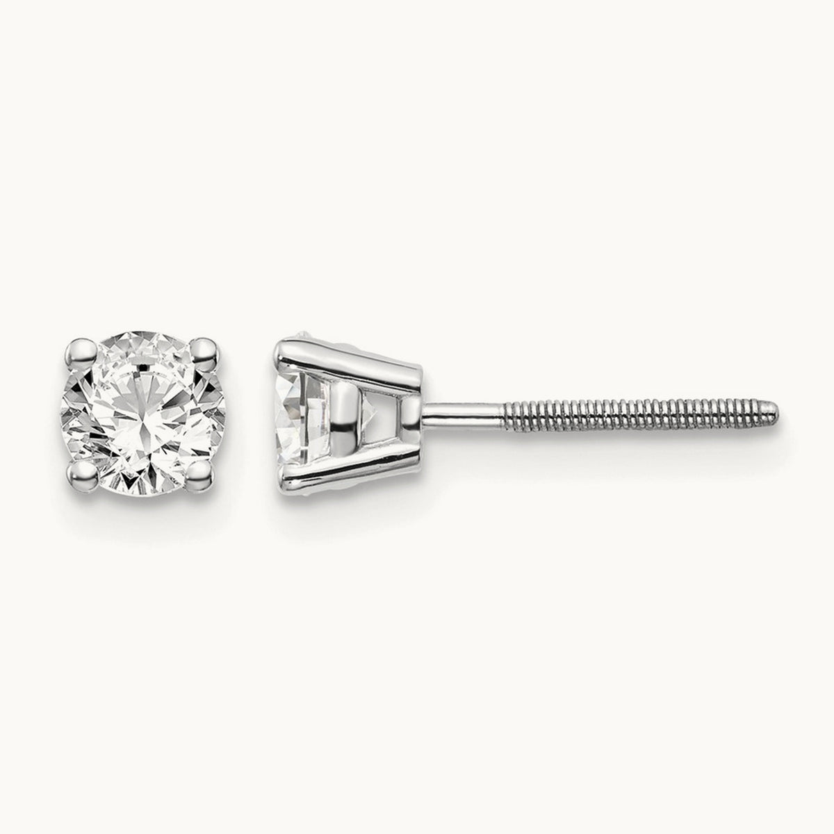 .70ct VS2/SI1 G-I Diamond Stud Thread on/off Post Earrings, 14K White Gold