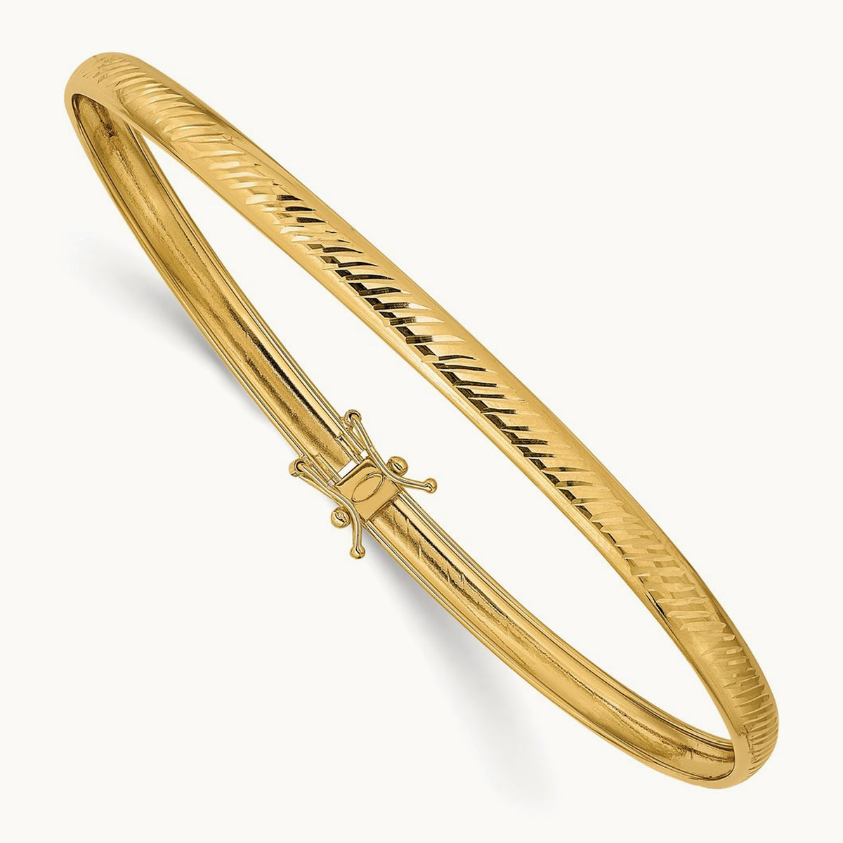 Polished Diamond-cut Flexible Bangle — 8.5mm