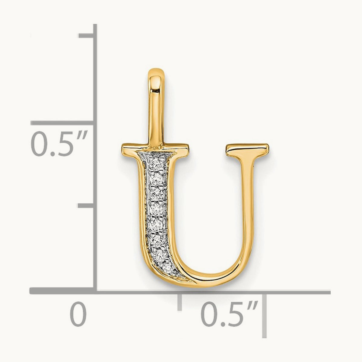 Diamond Letter U Initial Pendant, 14K