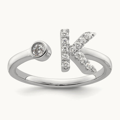 Initial K Adjustable Ring, 0.20 ct tw Lab-Grown Diamond