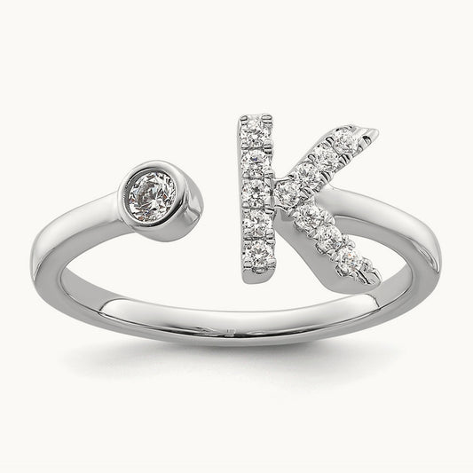 Initial K Adjustable Ring, 0.20 ct tw Lab-Grown Diamond