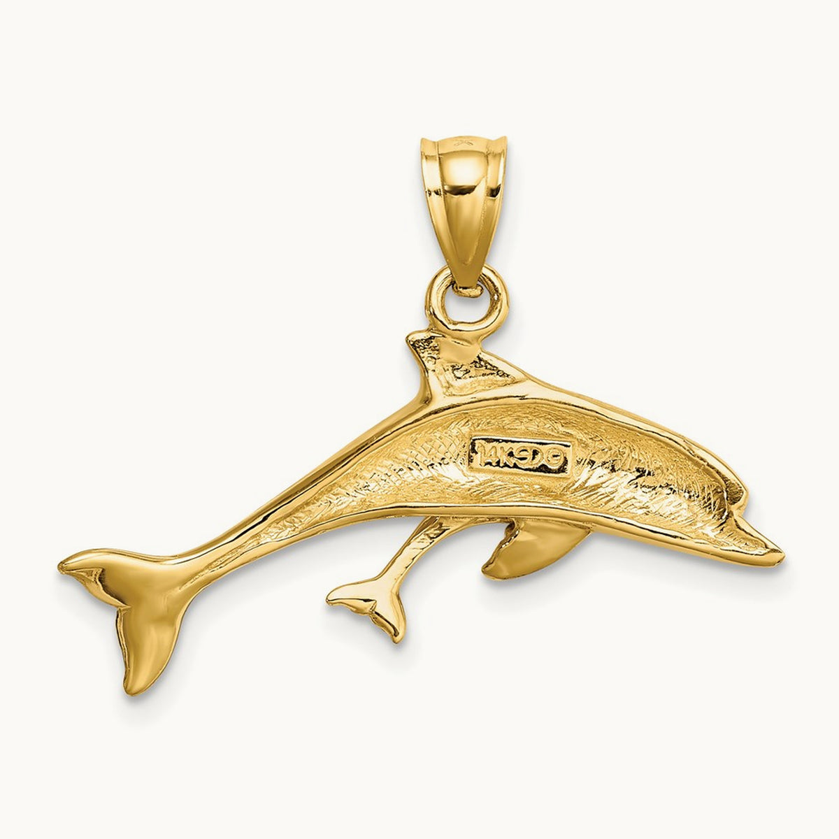 Polished Dolphin and Baby Charm, 14K