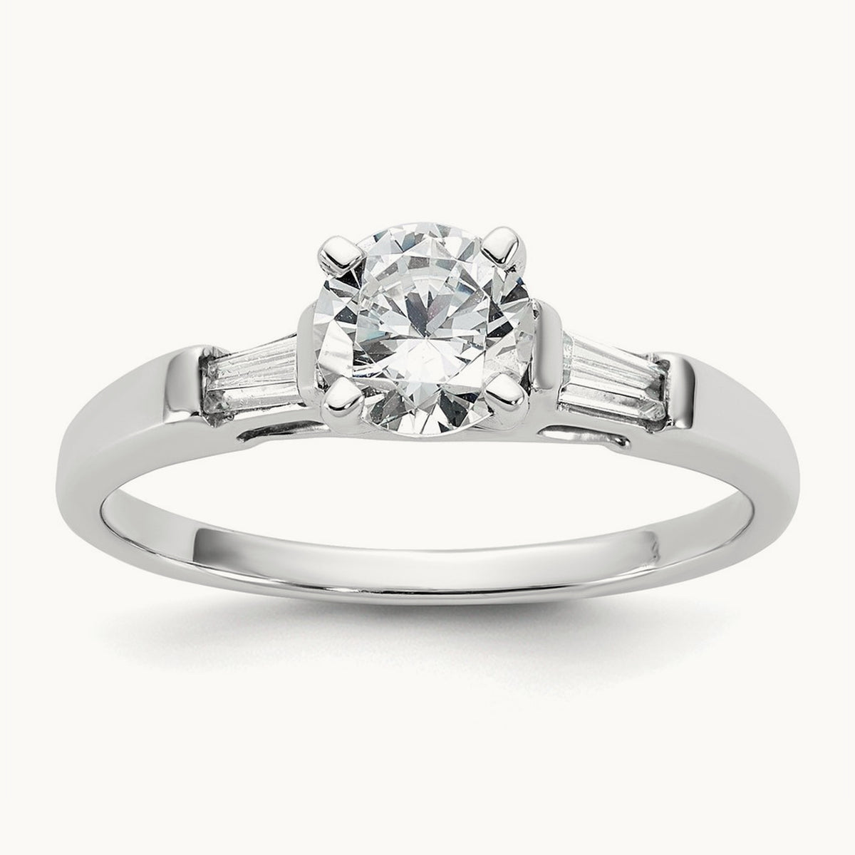 Setting: Gold 3-Stone Diamond Peg Set Engagement Ring — 14K White Gold, 7