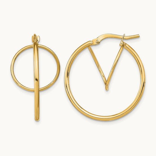 Twisted Circle Inside Hoop Earrings, 14K