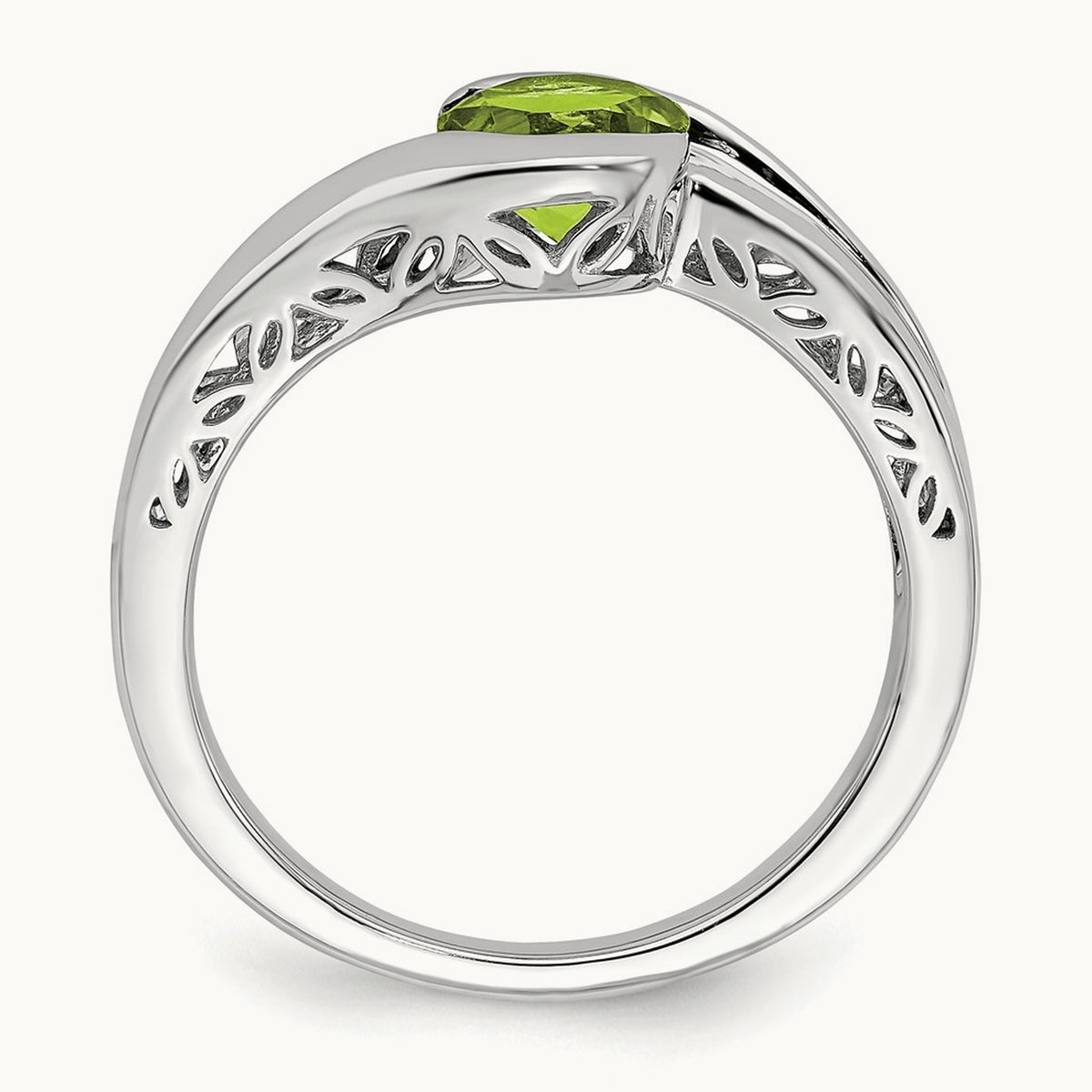Peridot Bypass Ring, 14K White Gold