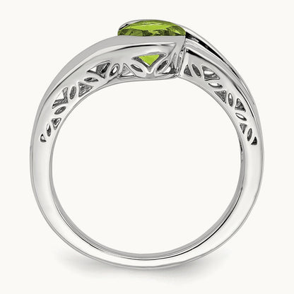 Peridot Bypass Ring, 14K White Gold
