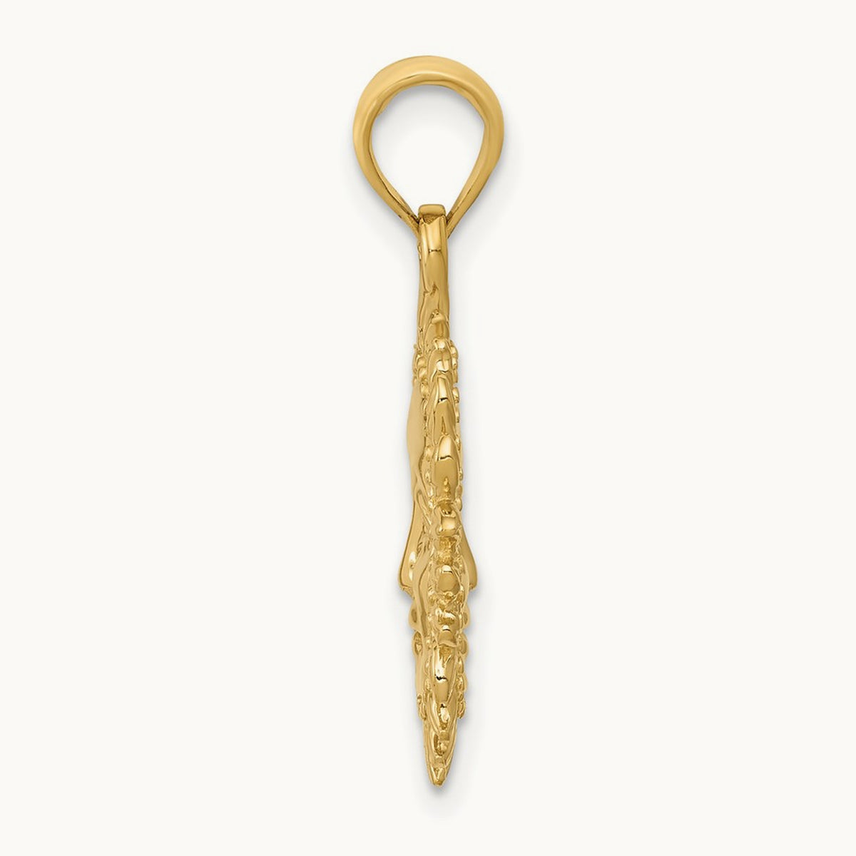 Solid Polished Reversible Sun Pendant, 14K