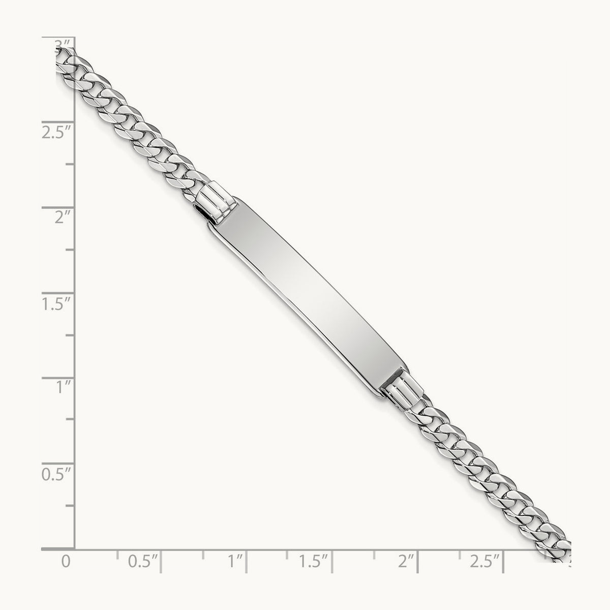 WG Flat Curb Link ID Bracelet, 14K