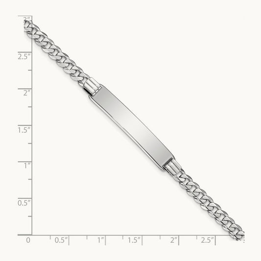 WG Flat Curb Link ID Bracelet, 14K