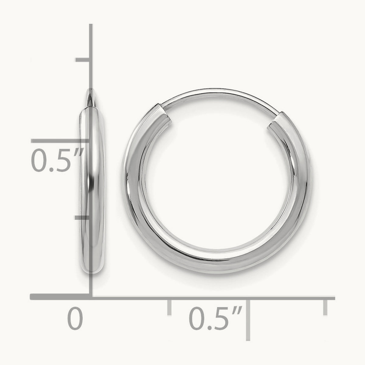 Polished Endless Hoop Earrings — 14K White Gold