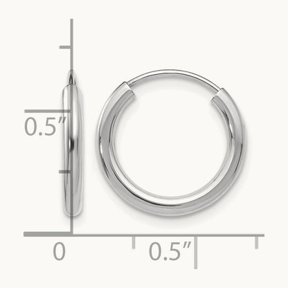 Polished Endless Hoop Earrings — 14K White Gold