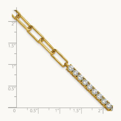 Half Paperclip with Ext Bracelet, 3.75 ct tw Lab-Grown Diamond — 14K Yellow Gold