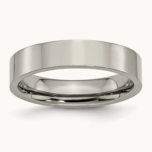 Polished Flat Band, 5mm, Titanium