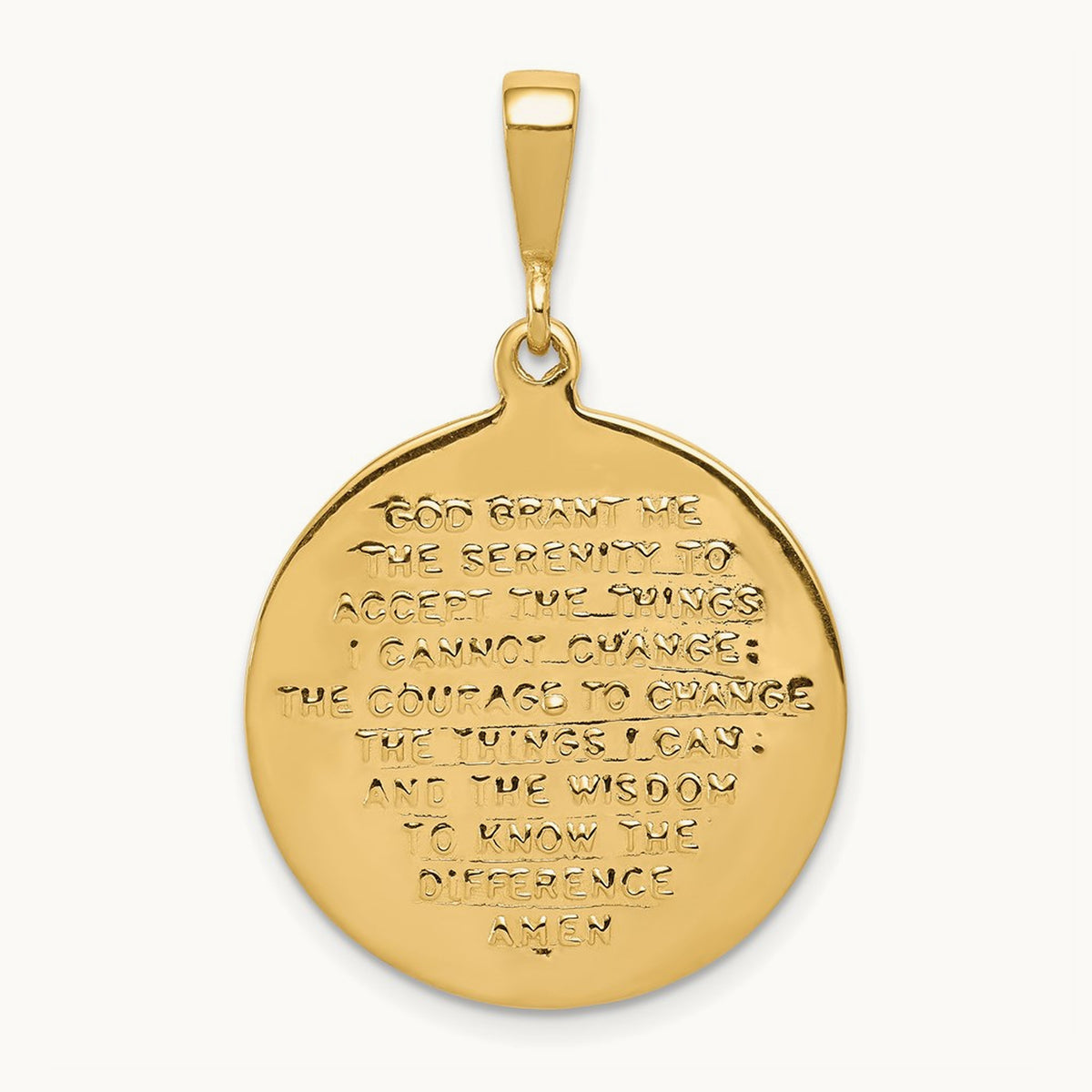 Praying Hands and Serenity Prayer Pendant — 14K Yellow Gold